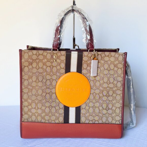 Nwt Coach Dempsey Tote 40 Jacquard Signature Patch Leather & Canvas Bag - Picture 2 of 9